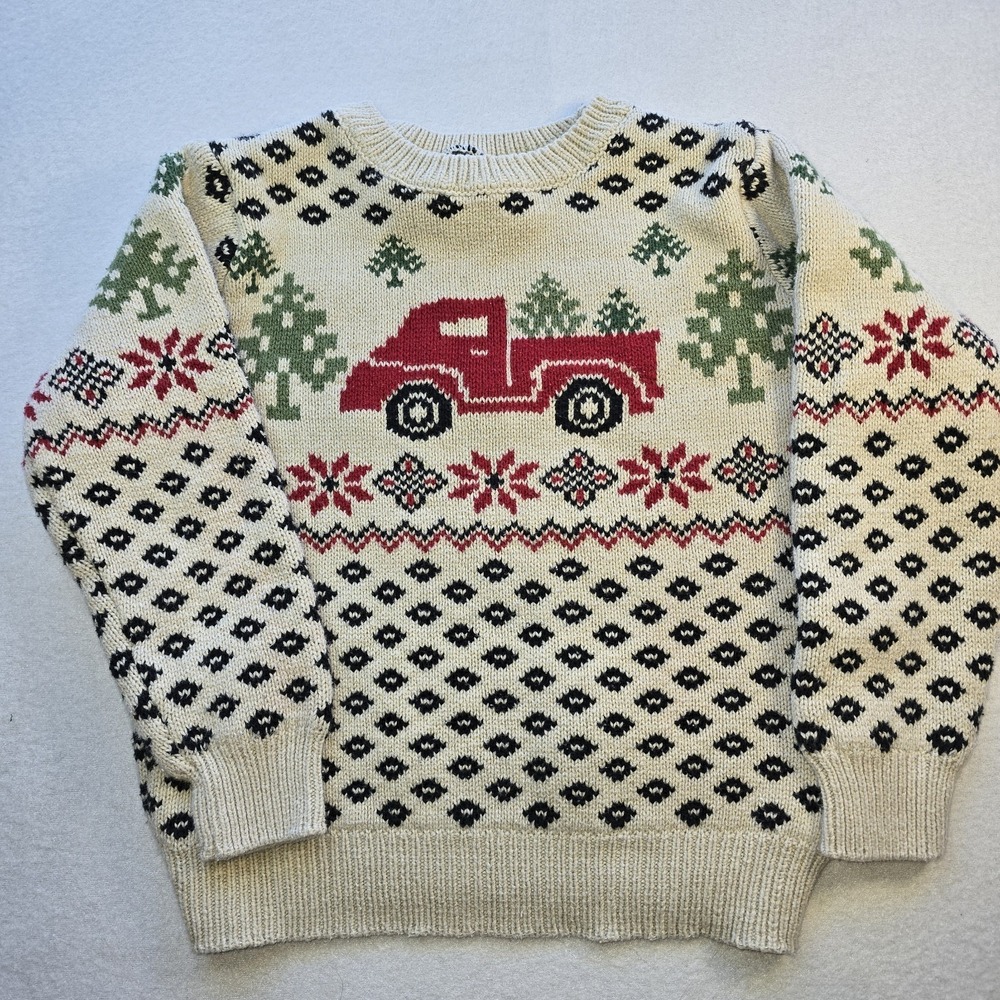 Stitch & Stone 4T Christmas‎ Sweater Red Truck Farmhouse Cottagecore Fair Isle